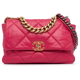 Chanel-Chanel Pink Large Lambskin 19 Flap-Pink