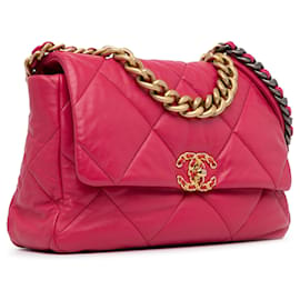 Chanel-Chanel Pink Large Lambskin 19 Flap-Pink