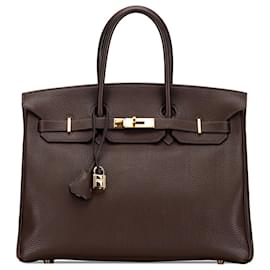Hermès-Hermes Brown Togo Birkin Retourne 35-Brown,Dark brown