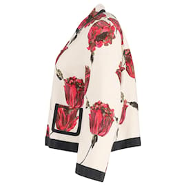 Dries Van Noten-Chaqueta corta floral de lino blanco de Dries Van Noten-Blanco