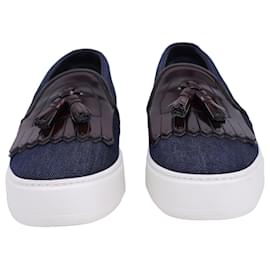 Louis Vuitton-Louis Vuitton Slip-On Tassel Sneakers in Navy Blue Denim-Blue,Navy blue