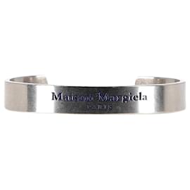 Maison Martin Margiela-Maison Margiela Logo-Engraved Cuff Bracelet in Silver Metal-Silvery