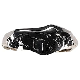 Alexander Mcqueen-Alexander McQueen Asymmetric Cut-Out Detailed Ring in Silver Metal-Silvery,Metallic