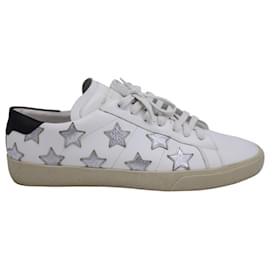 Saint Laurent-Saint Laurent Court Classic Star Applique Sneakers in White Leather-White