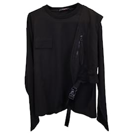 Louis Vuitton-Louis Vuitton Half Padded Gilet Sweatshirt aus schwarzer Baumwolle-Schwarz