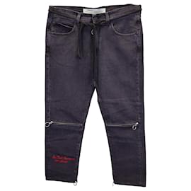 Off White-Off-White Zipper Detail Jeans in Black Cotton-Black