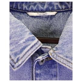 Valentino Garavani-Valentino Garavani Deconstructed VLogo Denim Jacket In Blue Cotton-Blue,Light blue