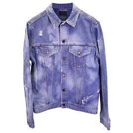 Saint Laurent Distressed Sweet Dreams Bleached Jacket in Blue Denim Blue