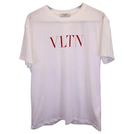 Valentino Garavani-Valentino Garavani T-Shirt mit Logo-Print aus weißer Baumwolle-Weiß
