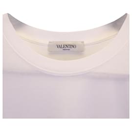 Valentino Garavani-Camiseta Valentino Garavani de algodón blanco con logo estampado-Blanco