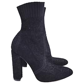 Gianvito Rossi-Botins de malha Gianvito Rossi em lã preta-Preto