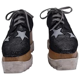 Stella Mc Cartney-Creepers con plateau glitterato Stella McCartney Elyse Stars in ecopelle nera-Nero