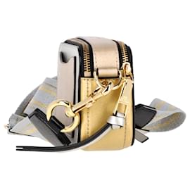 Marc Jacobs-Marc Jacobs – Kleine Snapshot-Kameratasche aus silbernem und goldenem Leder-Silber,Metallisch