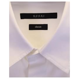 Gucci-Camisa reta clássica Gucci em algodão branco-Branco