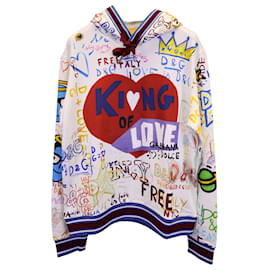 Dolce & Gabbana-Dolce & Gabbana Graphic Print Crew Neck Hoodie in Multicolor Cotton-Other