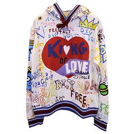 Dolce & Gabbana Sudadera con capucha y cuello redondo con estampado gráfico en algodón multicolor Otro