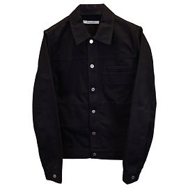Givenchy Logo Embroidered Button Front Jacket in Black Denim Black