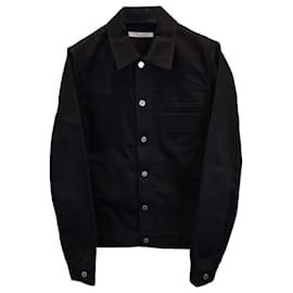 Givenchy-Givenchy Logo Embroidered Button Front Jacket in Black Denim-Black