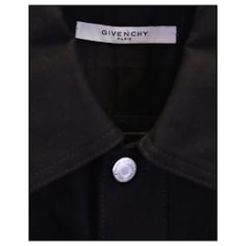 Givenchy-Givenchy Logo Embroidered Button Front Jacket in Black Denim-Black