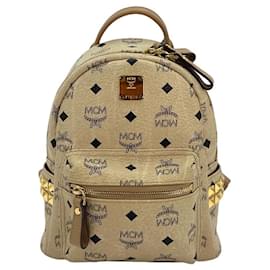 MCM-MCM Stark Backpack X - Small Backpack Ivory Logo Print Bag Purse-Other