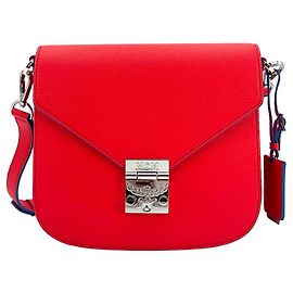 Borsa a tracolla in pelle MCM Patricia rossa e blu. Rosso