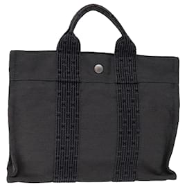 Hermès-HERMES Her Line PM Tote Bag Canvas Gray Auth bs13841-Grey