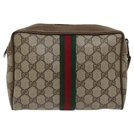 Gucci-Bolso de mano GUCCI GG Supreme Web Sherry Line PVC Beige Rojo 89 01 012 autenticación 72452-Roja,Beige