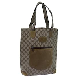 Gucci-GUCCI GG Canvas Tote Bag PVC Beige Auth 72633-Beige
