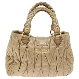 Miu Miu-Miu Miu Materasse Hand Bag Leather Beige Auth bs13686-Beige