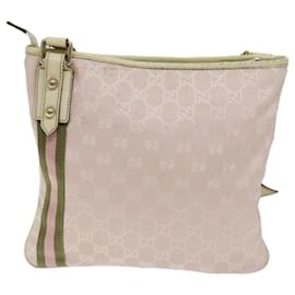 Gucci-Bolso de hombro GUCCI GG Canvas Sherry Line Rosa Caqui 144388 autenticación 72593-Rosa,Caqui