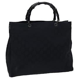 Gucci-GUCCI Bamboo GG Canvas Hand Bag Nylon Black 002 1015 auth 72641-Black