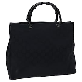 Gucci-GUCCI Borsa a mano in tela Bamboo GG Nylon Nera 002 1015 auth 72641-Nero