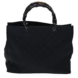 Gucci-GUCCI Bamboo GG Canvas Handtasche Nylon Schwarz 002 1015 Auth 72641-Schwarz