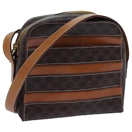 Céline-CELINE Macadam Canvas Shoulder Bag PVC Brown Auth 71879-Brown