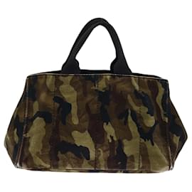 Prada-PRADA Camouflage Canapa GM Tote Bag Canvas Khaki Auth bs13781-Khaki