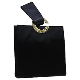 Céline-CELINE Hand Bag Silk Black Auth 71882-Black