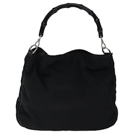 Gucci-GUCCI Bamboo Shoulder Bag Nylon 2way Black 001 1577 1781 auth 71530-Black