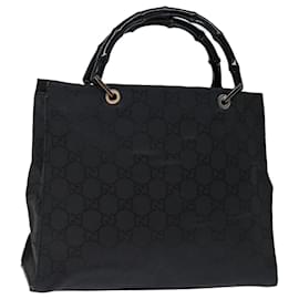 Gucci-GUCCI Borsa a mano in tela Bamboo GG Nylon Nera 002 1010 3754 Auth ep4051-Nero