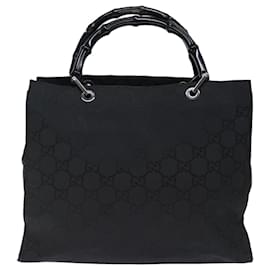 Gucci-GUCCI Borsa a mano in tela Bamboo GG Nylon Nera 002 1010 3754 Auth ep4051-Nero