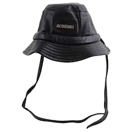 Jacquemus-Leather bucket hat-Black