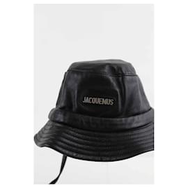 Jacquemus-Sombrero de pescador de cuero-Negro