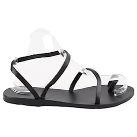 Ancient Greek Sandals-Zapatos sandalias de cuero.-Negro