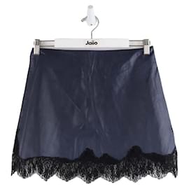 Dior-Leather Mini Skirt-Blue
