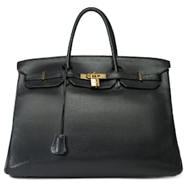Hermès-Sac HERMES Birkin 40 en Cuir Noir - 101822-Noir