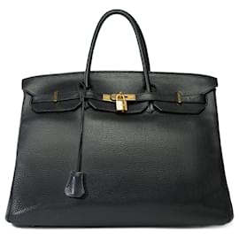 Hermès-HERMES BIRKIN BAG 40 in black leather - 101822-Black