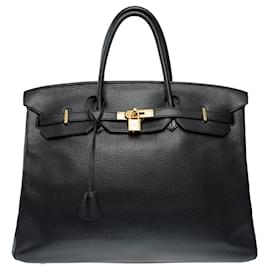 Hermès-HERMES BIRKIN BAG 40 in black leather - 101822-Black