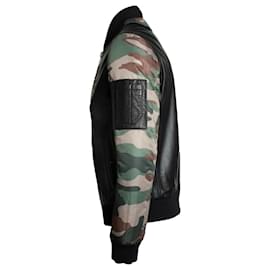 Philipp Plein-Philipp Plein, Leather bomber jacket-Black,Green