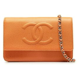 Chanel-Portafoglio Chanel su catena-Arancione
