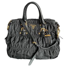Bolsa Tote Prada Tessuto Nylon Gaufre Preta Preto