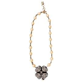 Chanel-Collana choker Chanel 2019 con perle, cristalli e quadrifogli.-Nero,Bianco